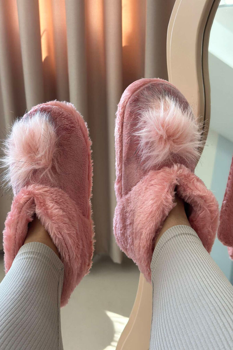 ONE COLOR HIGH NECK WOMAN HOME SLIPPERS BABY PINK/ROZB - 2