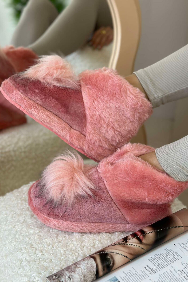 ONE COLOR HIGH NECK WOMAN HOME SLIPPERS BABY PINK/ROZB - 4