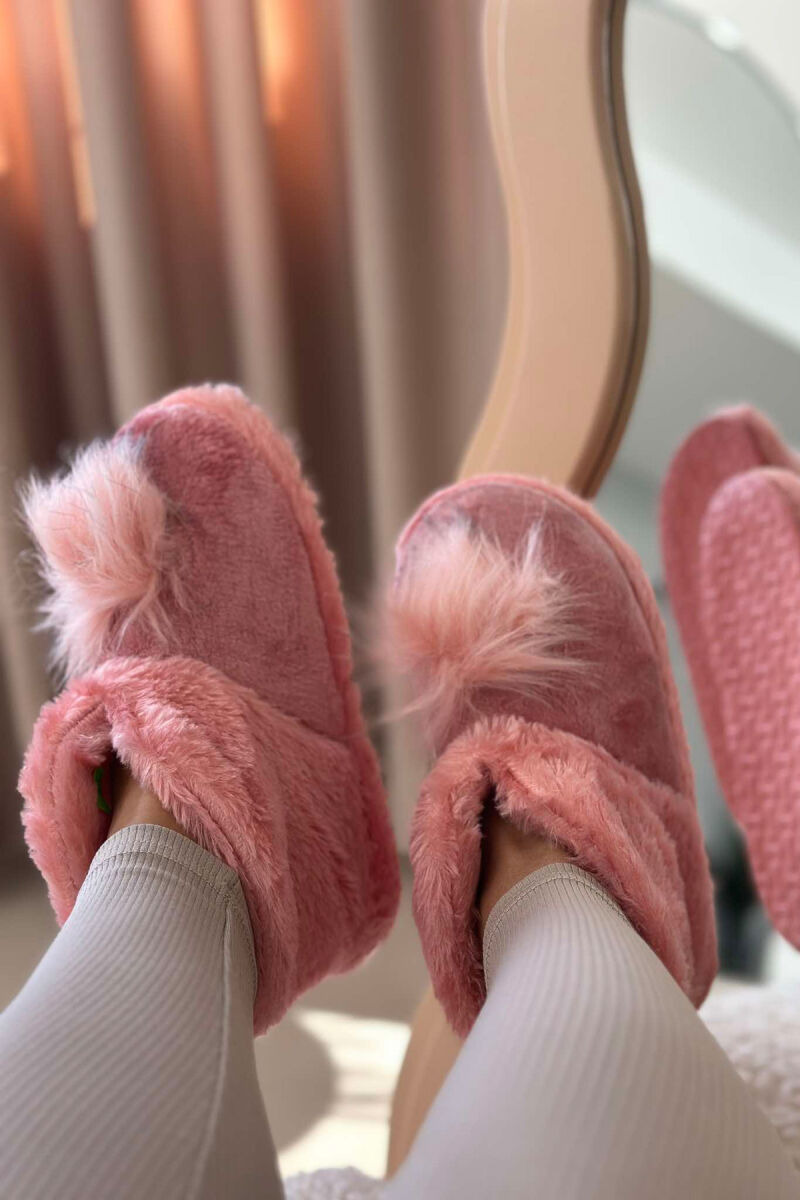 ONE COLOR HIGH NECK WOMAN HOME SLIPPERS BABY PINK/ROZB - 5