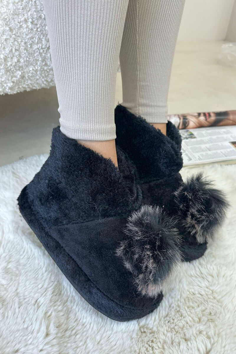 ONE COLOR HIGH NECK WOMAN HOME SLIPPERS BLACK/ E ZEZE - 1