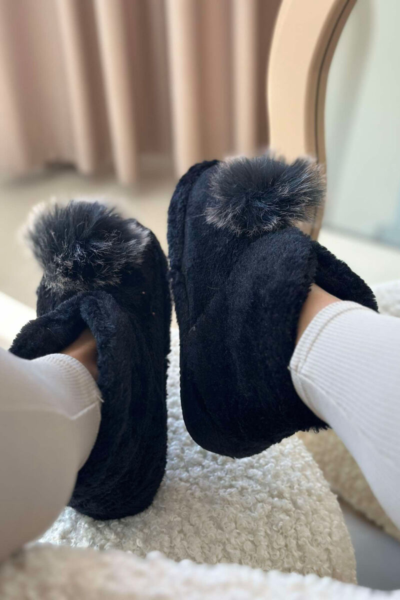 ONE COLOR HIGH NECK WOMAN HOME SLIPPERS BLACK/ E ZEZE - 3