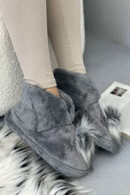 ONE COLOR HIGH NECK WOMAN HOME SLIPPERS GREY/GRI 