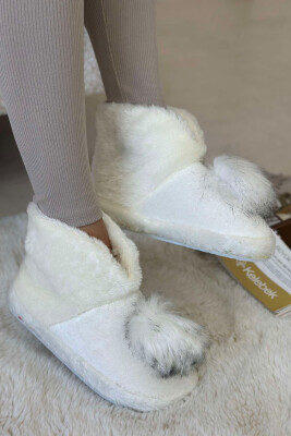 ONE COLOR HIGH NECK WOMAN HOME SLIPPERS WHITE-E BARDHE 