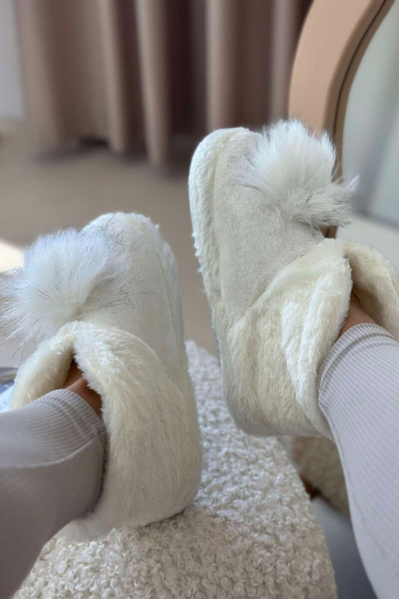 ONE COLOR HIGH NECK WOMAN HOME SLIPPERS WHITE-E BARDHE - 3