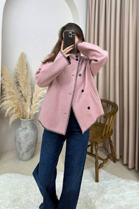 ONE COLOR HIGH NECK WOMEN JACKET PINK/ROZE 