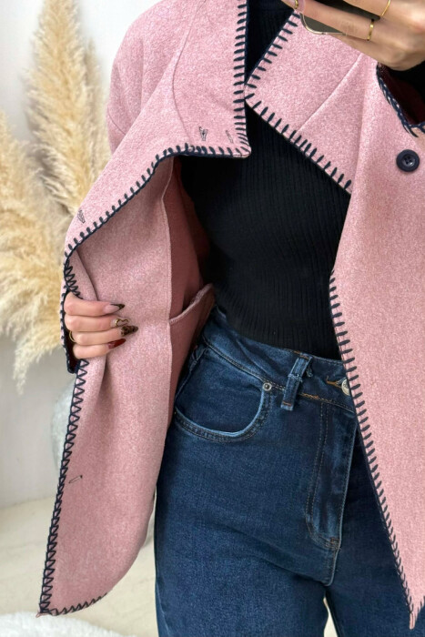 ONE COLOR HIGH NECK WOMEN JACKET PINK/ROZE - 2