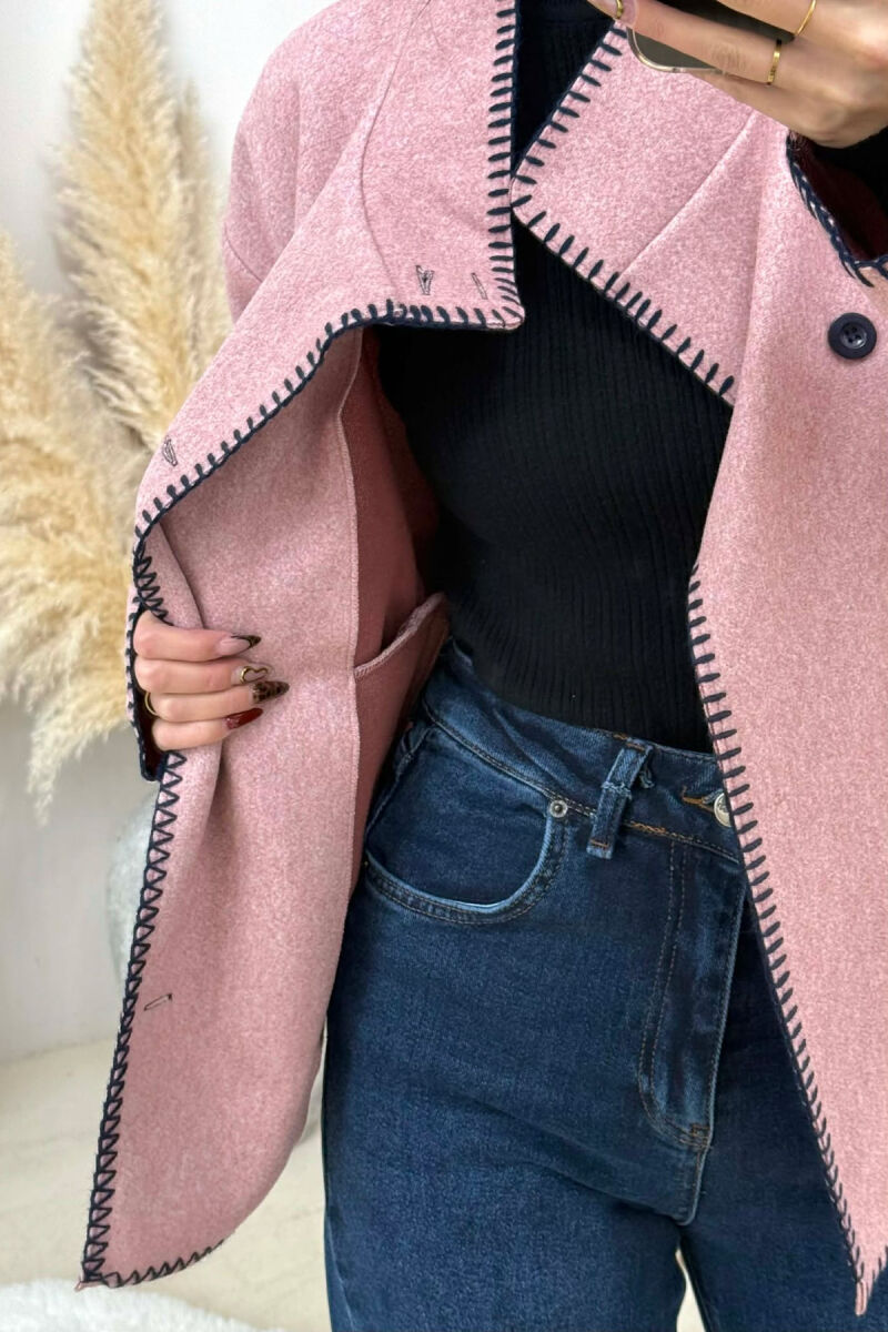 ONE COLOR HIGH NECK WOMEN JACKET PINK/ROZE - 2