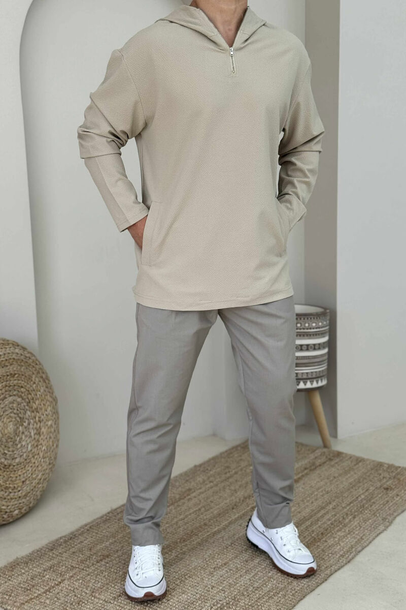 ONE COLOR HOOD MEN SHIRT BEIGE/BEZHE - 1