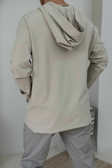 ONE COLOR HOOD MEN SHIRT BEIGE/BEZHE - 3