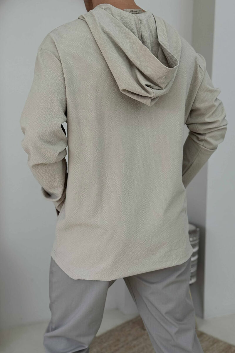 ONE COLOR HOOD MEN SHIRT BEIGE/BEZHE - 3