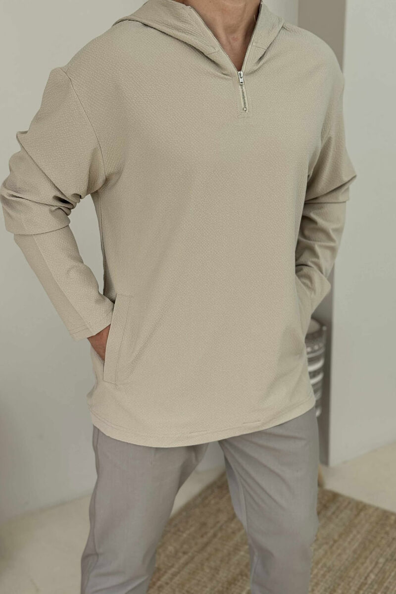 ONE COLOR HOOD MEN SHIRT BEIGE/BEZHE - 4