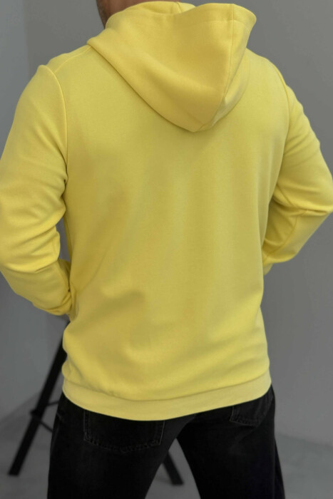 ONE COLOR HOOD ZIPPER MEN COTTON JACKET YELLOW/E VERDHE - 4