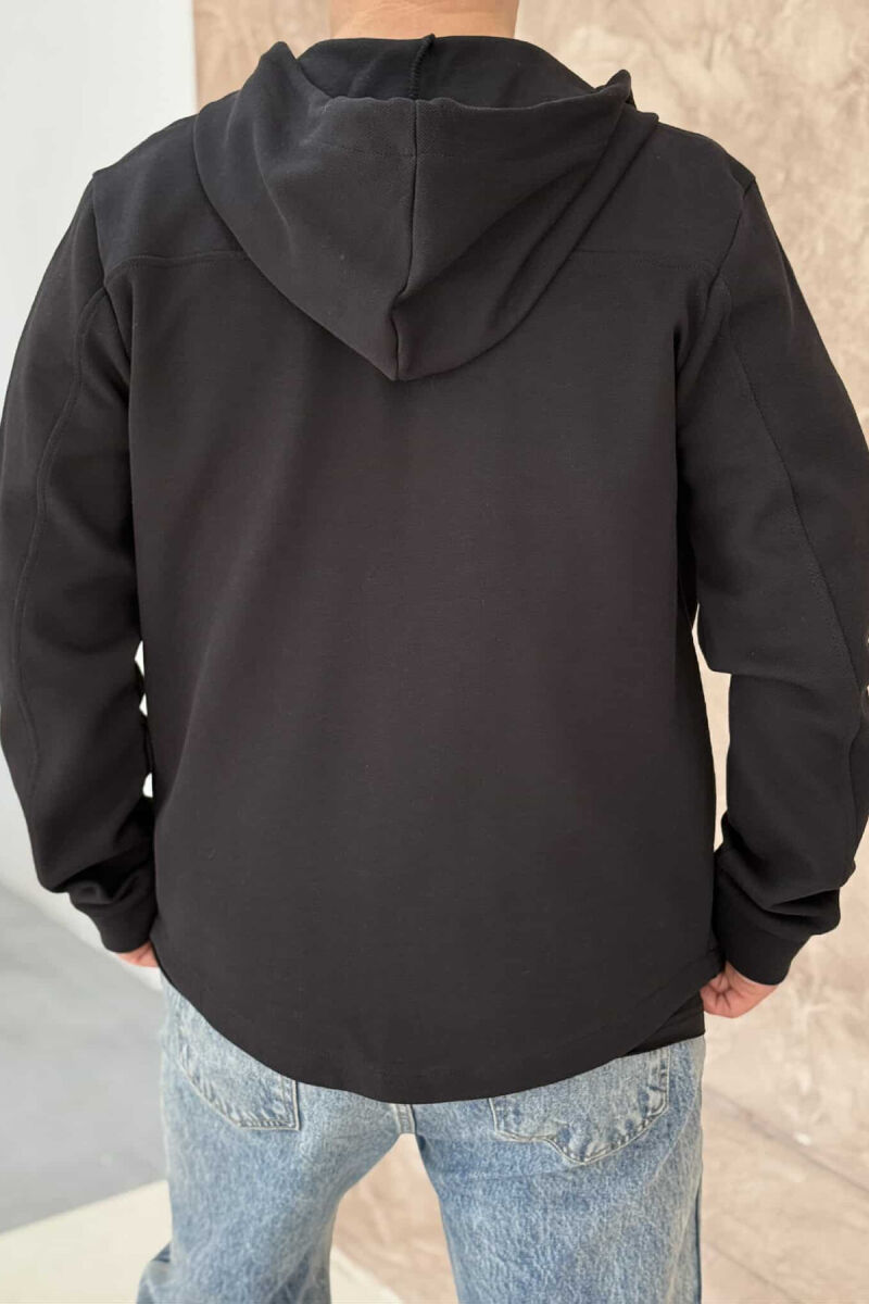 ONE COLOR HOODED MEN CARDIGAN BLACK/ E ZEZE - 3