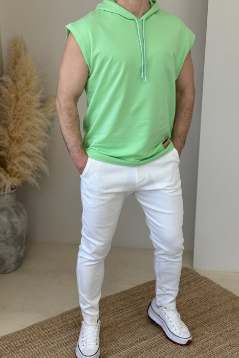 ONE COLOR HOODED MEN TANK TOP MINT/MENTE 