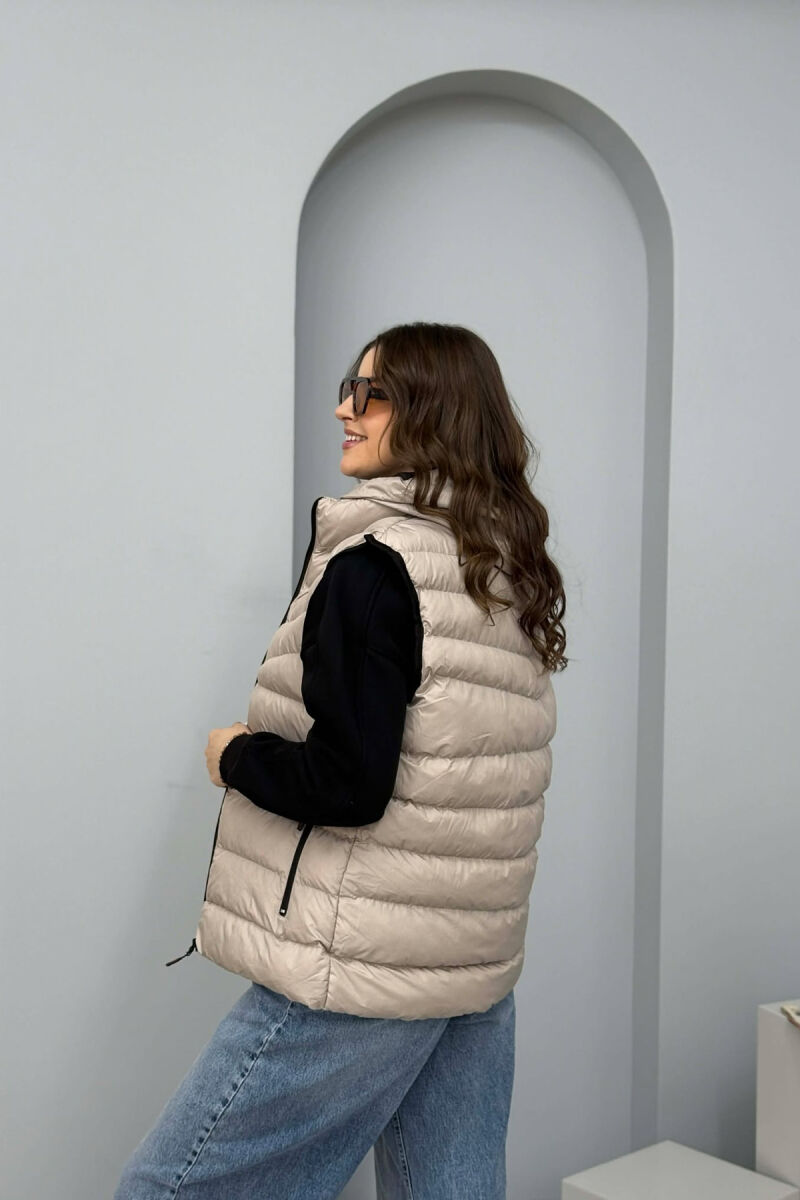 ONE COLOR HOODED SIMPLE WOMEN VEST GREY-GREY/GG - 2