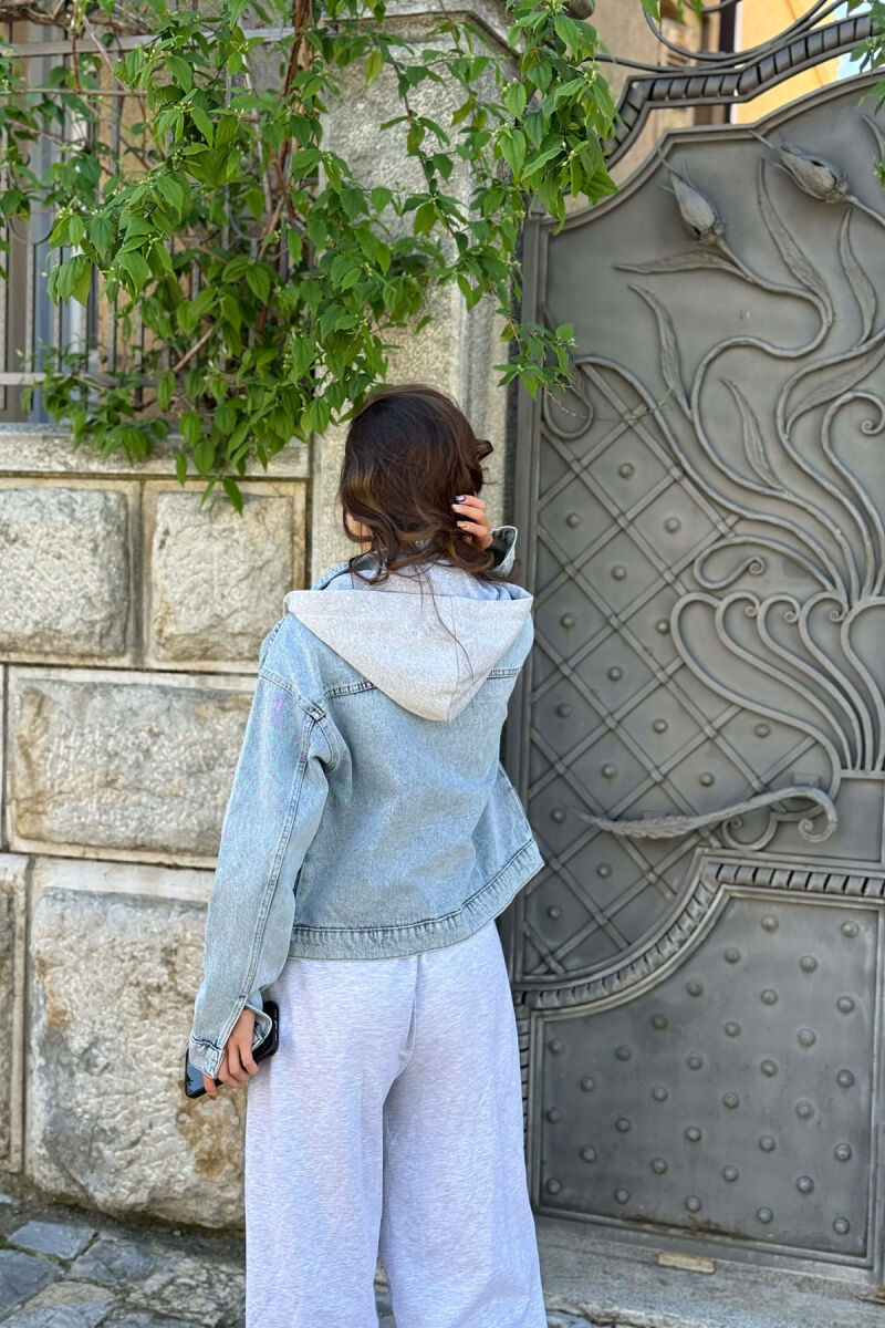 ONE COLOR HOODED WOMAN JACKET LIGHTBLUE/BZ - 3
