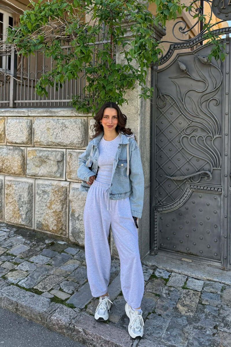 ONE COLOR HOODED WOMAN JACKET LIGHTBLUE/BZ - 4