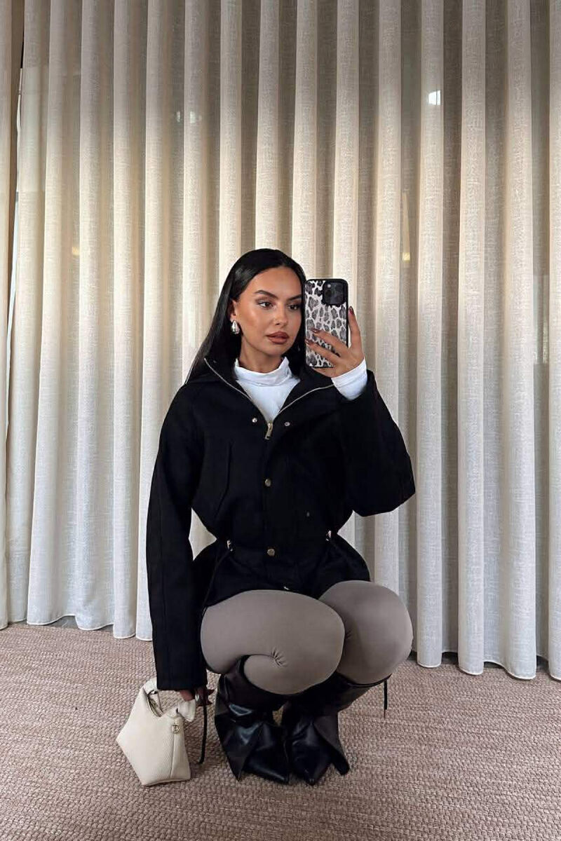 ONE COLOR HOODED WOMEN JACKET BLACK/ E ZEZE - 2