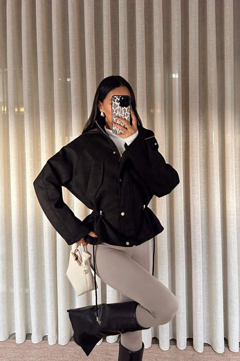 ONE COLOR HOODED WOMEN JACKET BLACK/ E ZEZE - 3