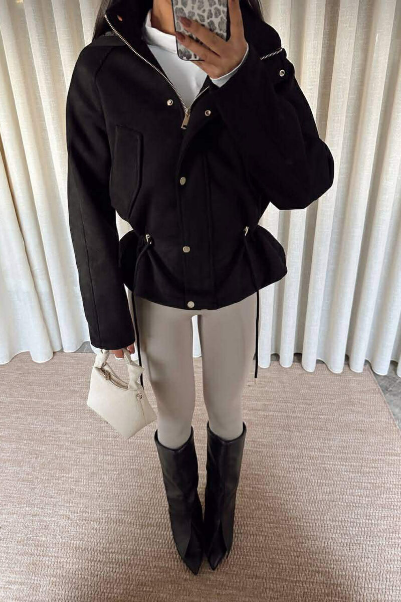 ONE COLOR HOODED WOMEN JACKET BLACK/ E ZEZE - 4