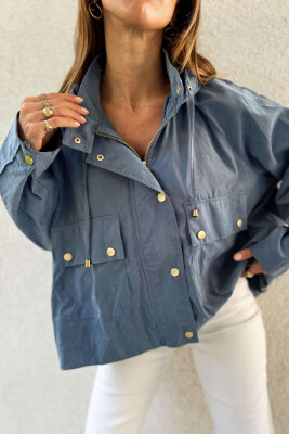 ONE COLOR HOODED WOMEN JACKET BLUE/BLU 