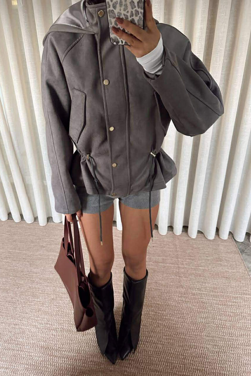 XHAKETE NJE NGJYRESHE ME KAPUC PER FEMRA NE NGJYRE GRI - 3