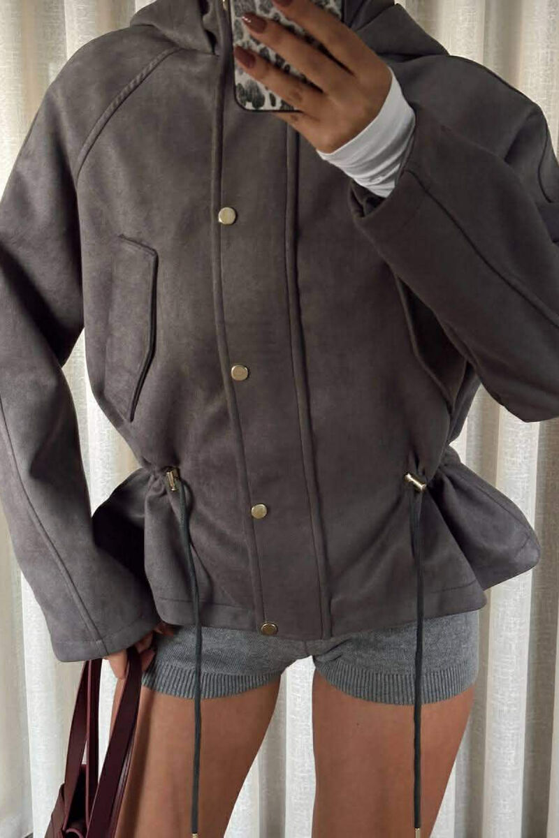 XHAKETE NJE NGJYRESHE ME KAPUC PER FEMRA NE NGJYRE GRI - 4