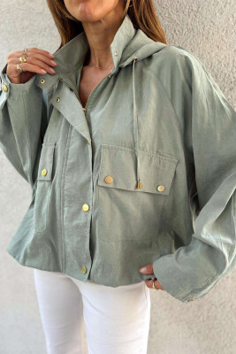 ONE COLOR HOODED WOMEN JACKET MINT/MENTE 