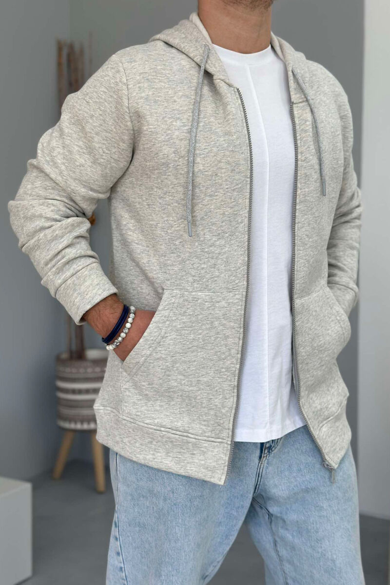 ONE COLOR HOODIE ZIPPER MEN JACKET LIGHT GREY/GZ - 1