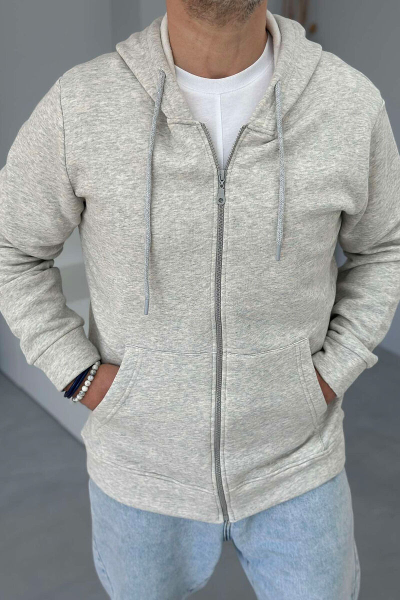 ONE COLOR HOODIE ZIPPER MEN JACKET LIGHT GREY/GZ - 2