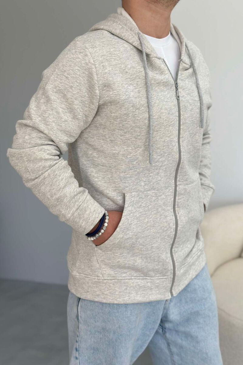 ONE COLOR HOODIE ZIPPER MEN JACKET LIGHT GREY/GZ - 3