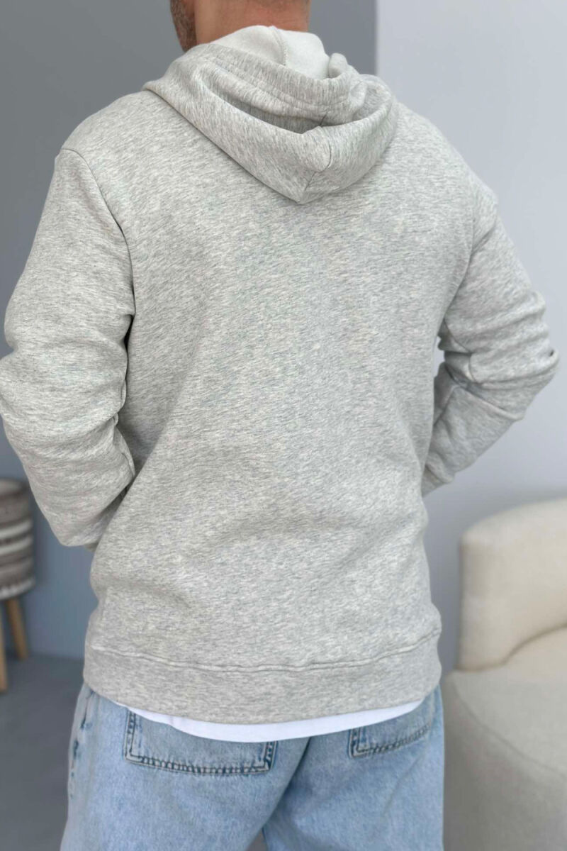 ONE COLOR HOODIE ZIPPER MEN JACKET LIGHT GREY/GZ - 4