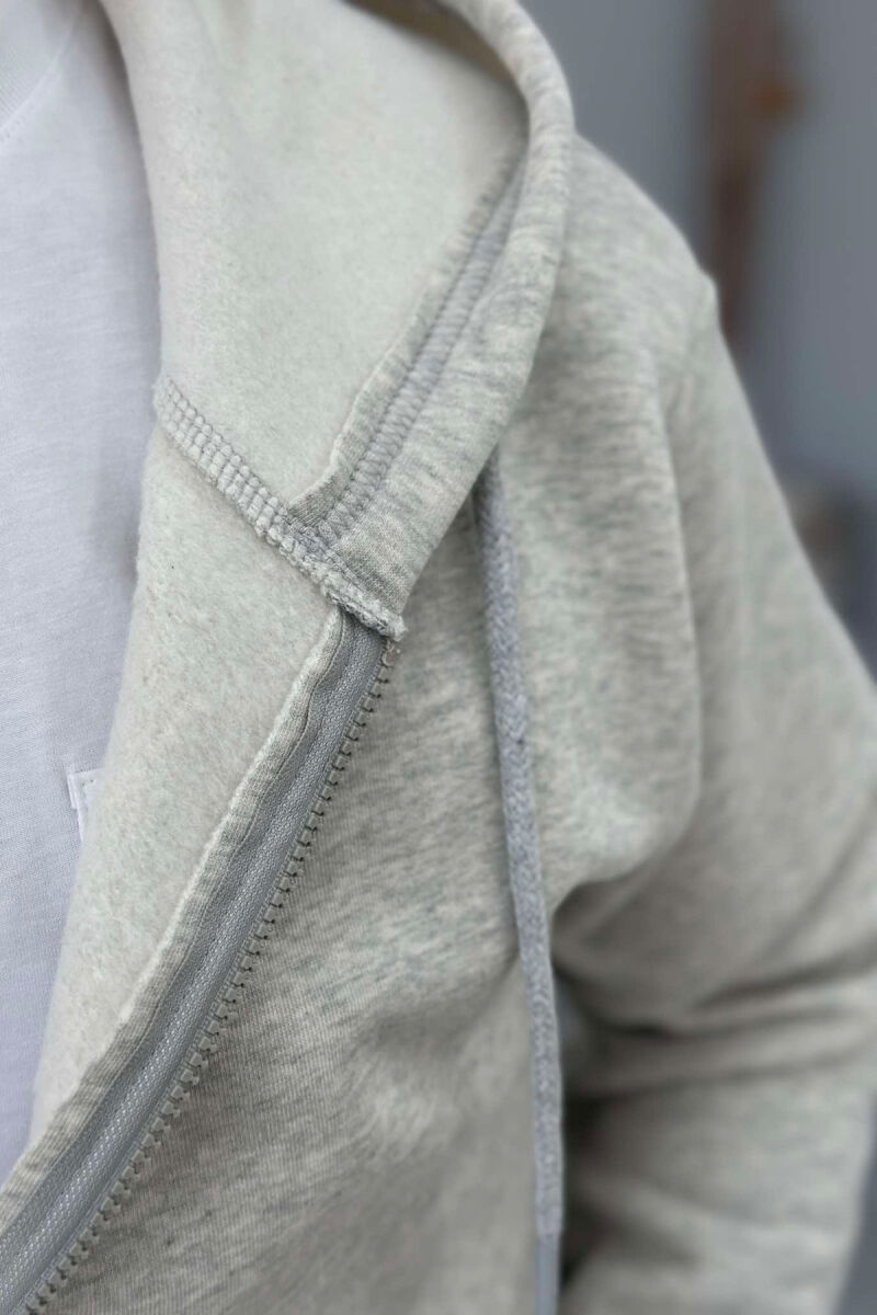 ONE COLOR HOODIE ZIPPER MEN JACKET LIGHT GREY/GZ - 5