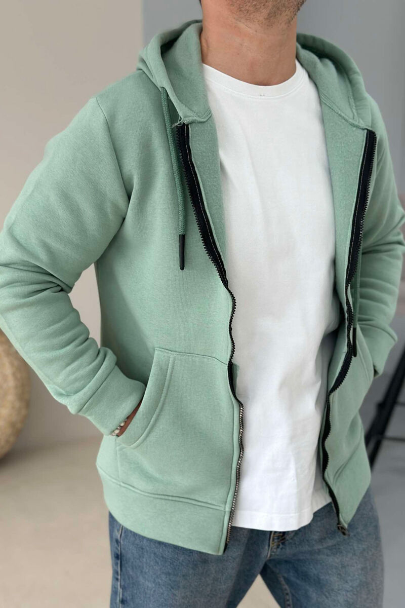 ONE COLOR HOODIE ZIPPER MEN JACKET MINT/MENTE - 2