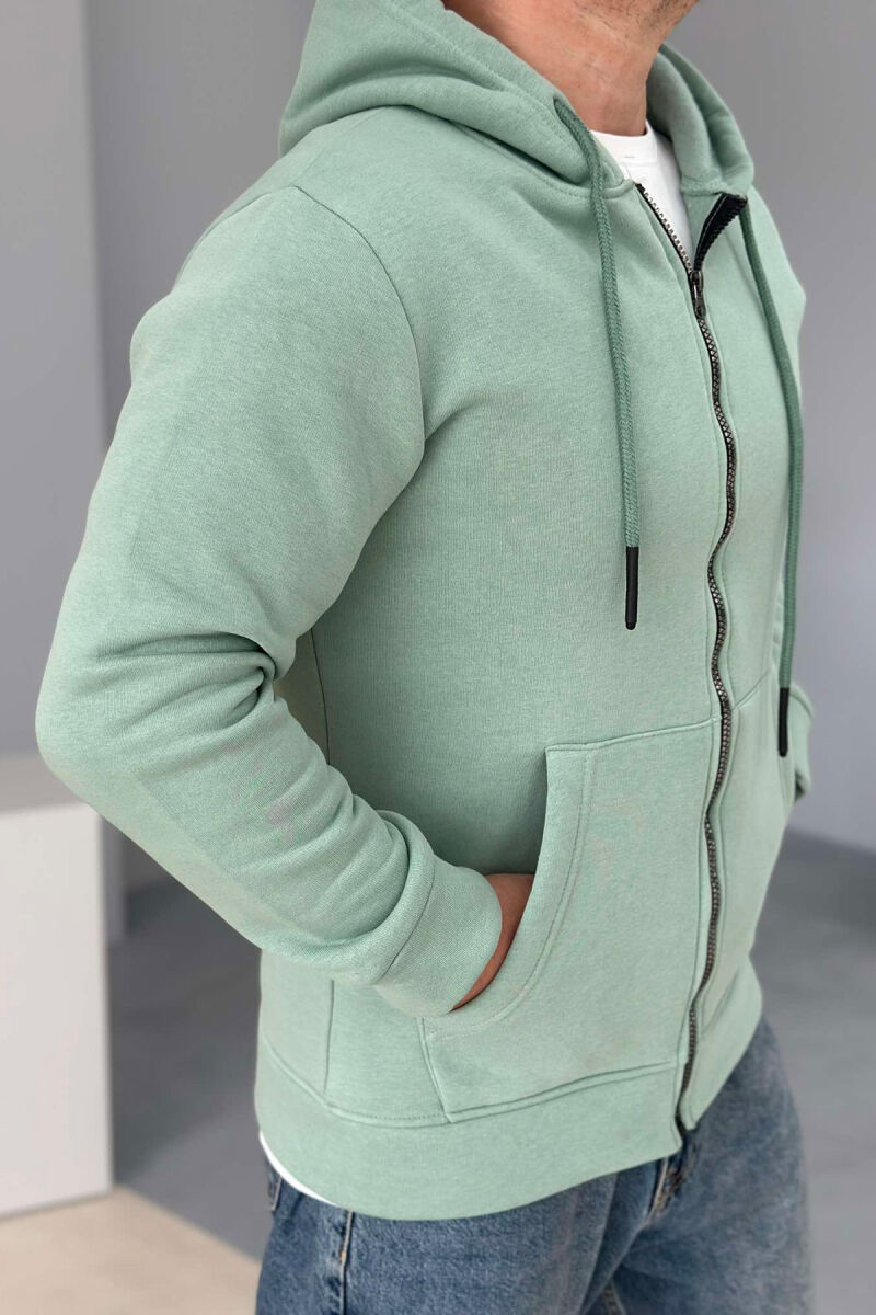 ONE COLOR HOODIE ZIPPER MEN JACKET MINT/MENTE - 4