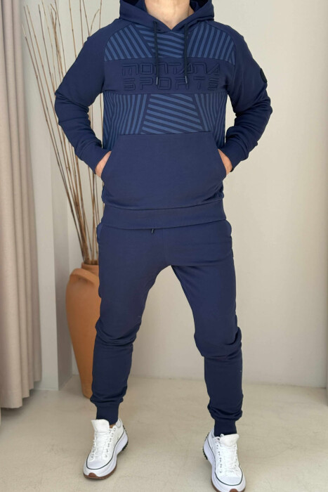 KOSTUM NJËNGJYRËSH HOODIE+TUTA PËR MESHKUJ NË NGJYRËN BLU 