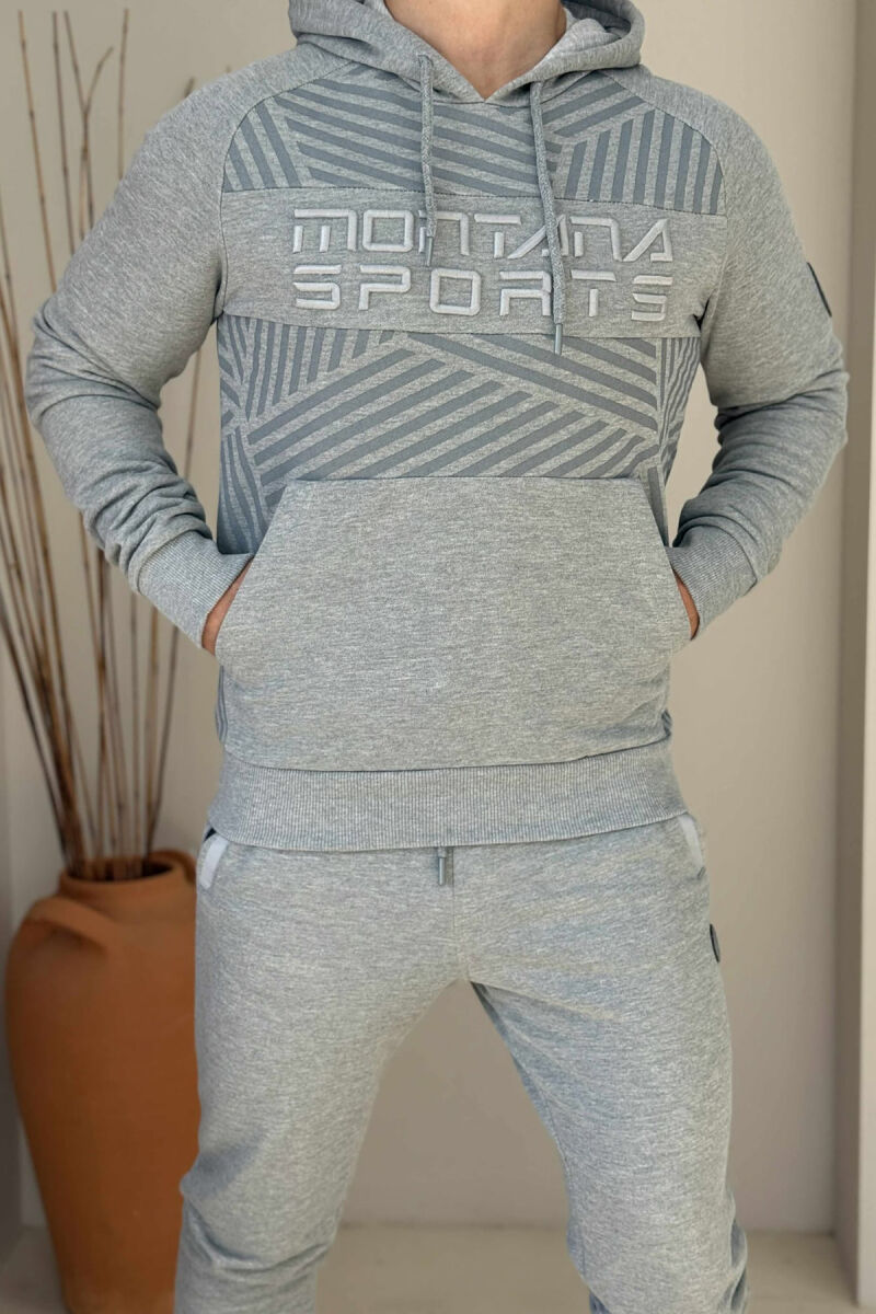 ONE COLOR HOODIE+JOGGERS MEN SET GREY/GRI - 3