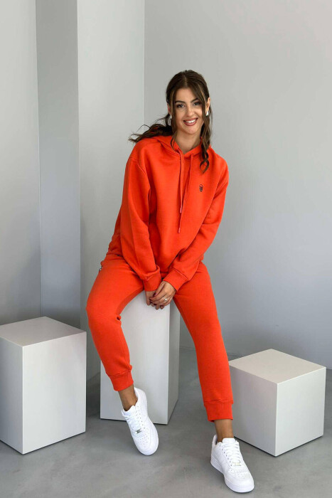 ONE COLOR HOODIE+JOGGERS WOMEN SET ORANGE/PORTOKALLI - 3