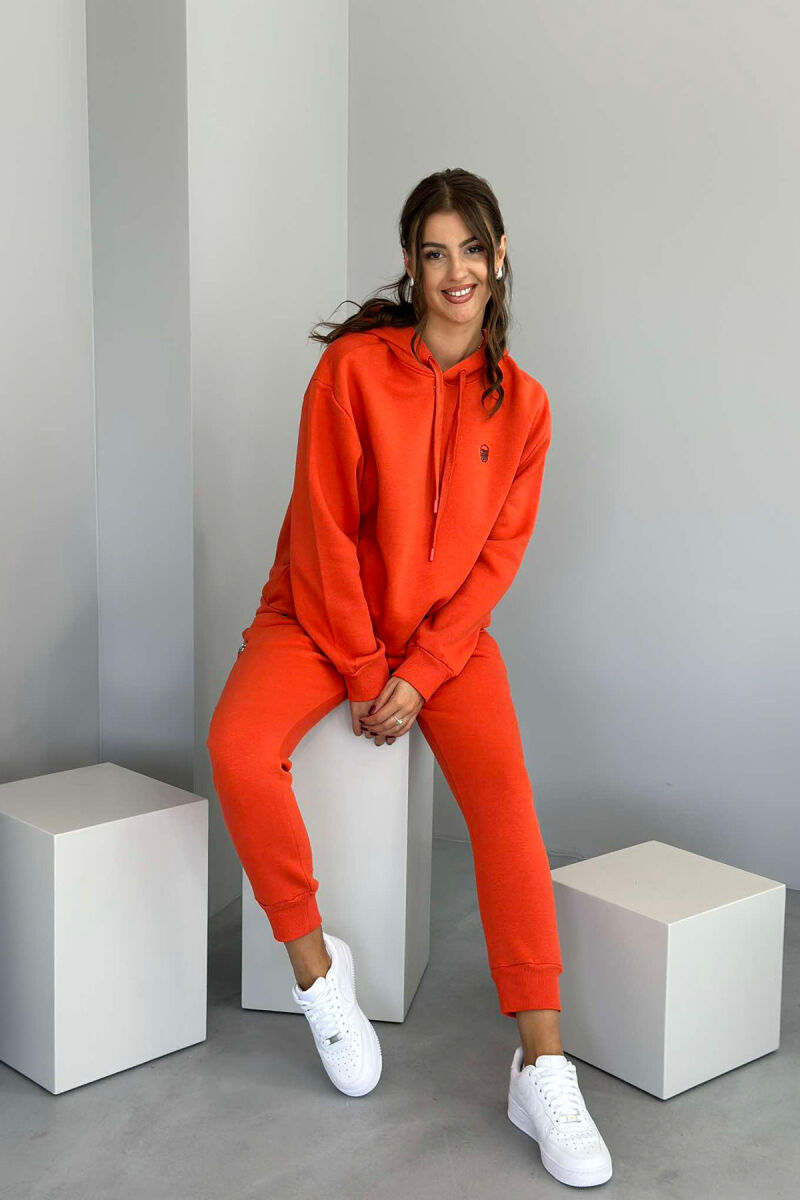 ONE COLOR HOODIE+JOGGERS WOMEN SET ORANGE/PORTOKALLI - 3