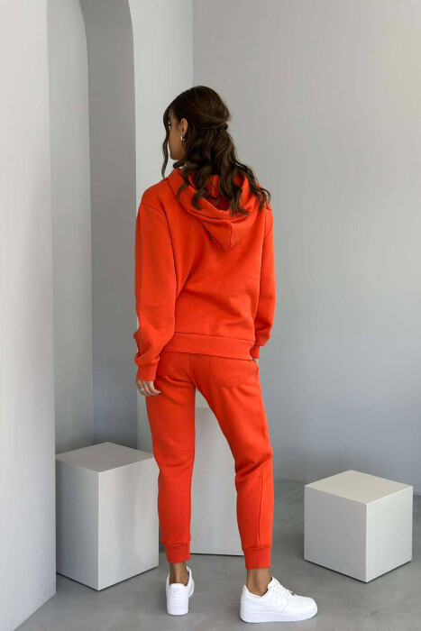 ONE COLOR HOODIE+JOGGERS WOMEN SET ORANGE/PORTOKALLI - 4