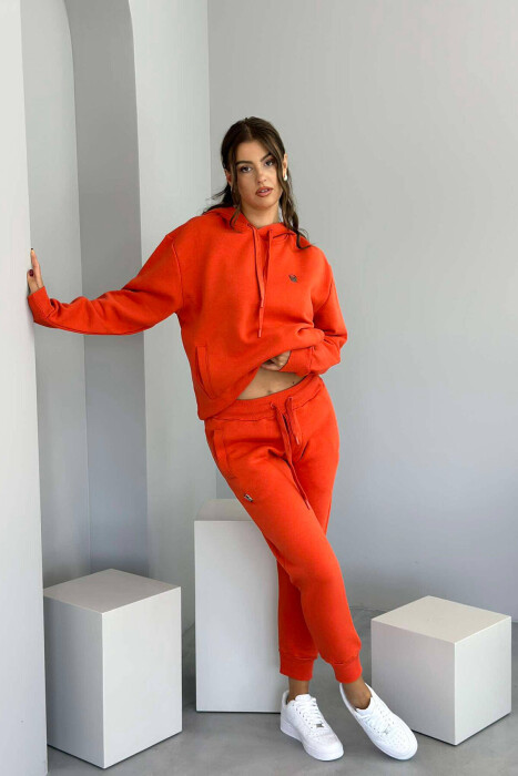 ONE COLOR HOODIE+JOGGERS WOMEN SET ORANGE/PORTOKALLI - 5