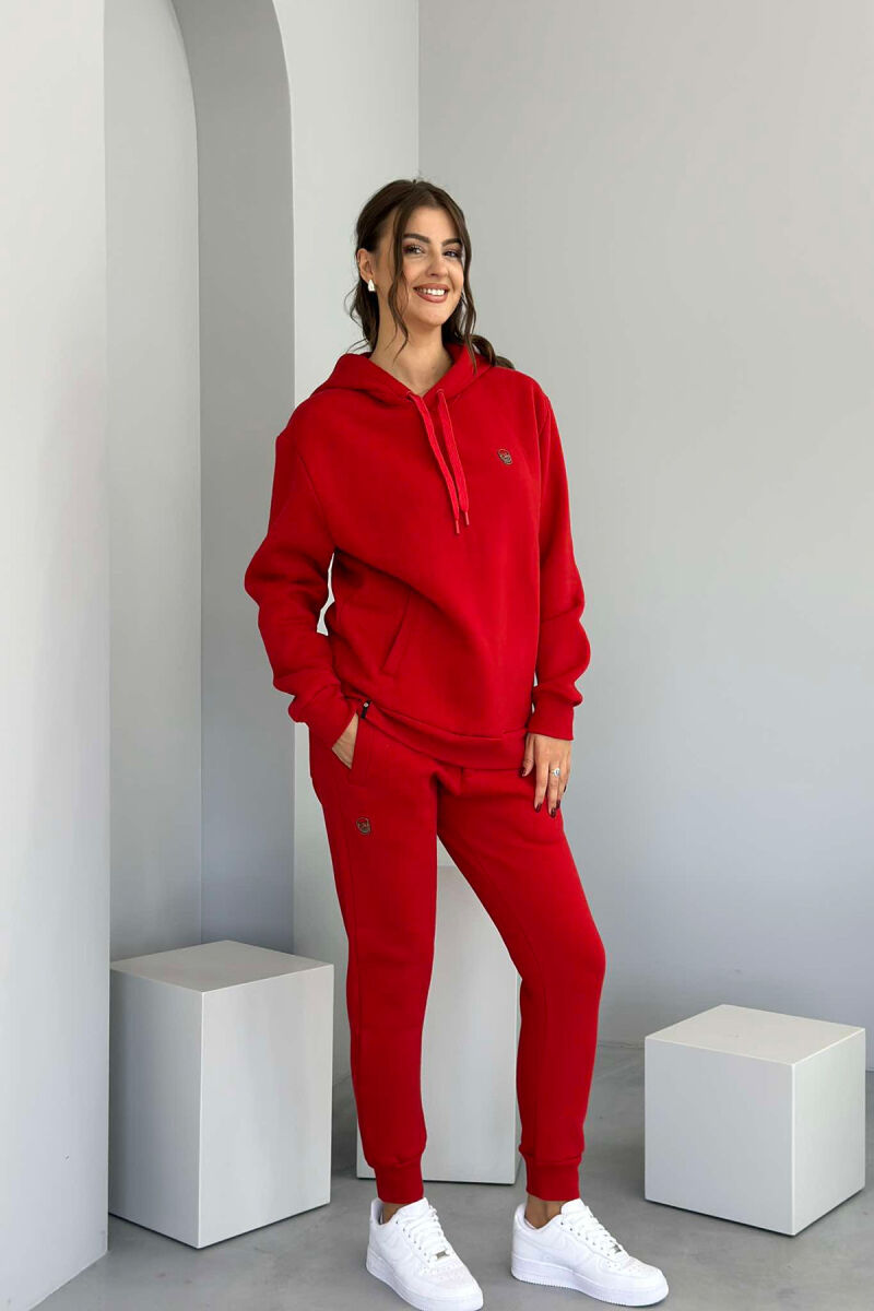 ONE COLOR HOODIE+JOGGERS WOMEN SET RED/E KUQE - 1