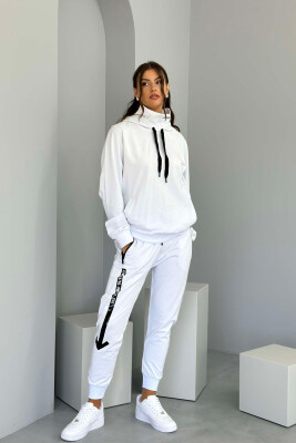 ONE COLOR HOODIE+JOGGERS WOMEN SET WHITE-E BARDHE 