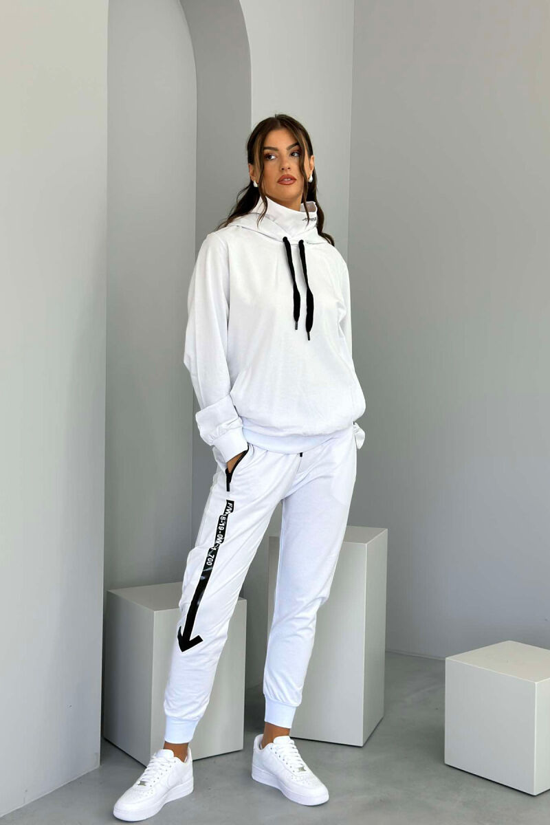 ONE COLOR HOODIE+JOGGERS WOMEN SET WHITE-E BARDHE - 1