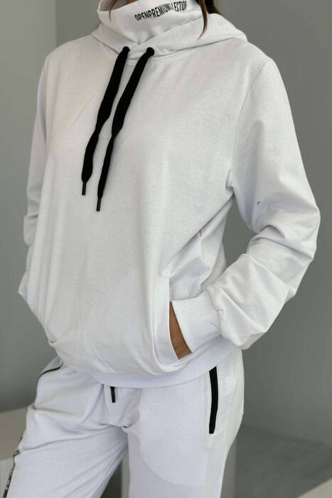 ONE COLOR HOODIE+JOGGERS WOMEN SET WHITE-E BARDHE - 2