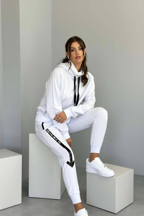 ONE COLOR HOODIE+JOGGERS WOMEN SET WHITE-E BARDHE - 3