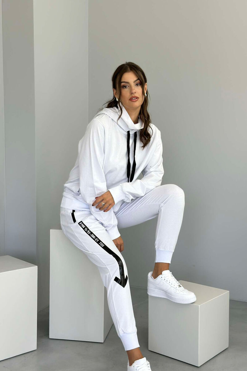 ONE COLOR HOODIE+JOGGERS WOMEN SET WHITE-E BARDHE - 3