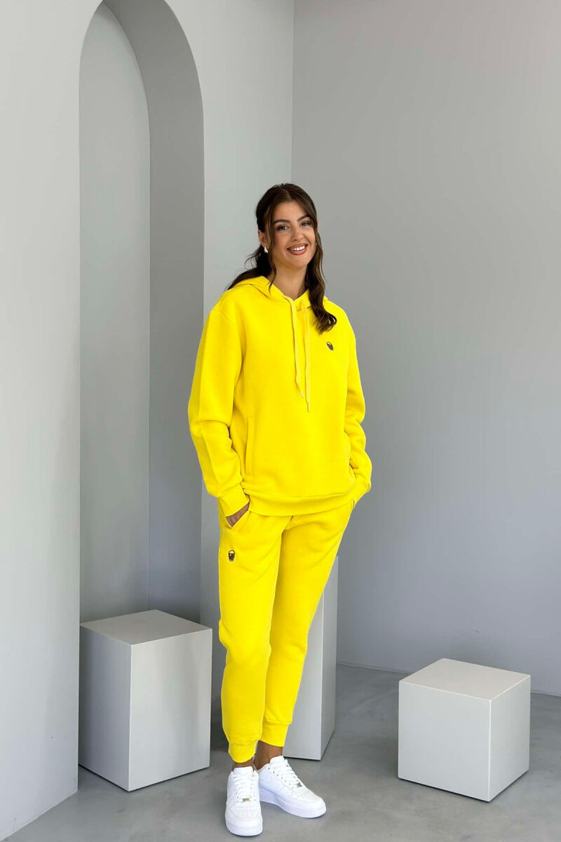 ONE COLOR HOODIE+JOGGERS WOMEN SET YELLOW/E VERDHE - 1