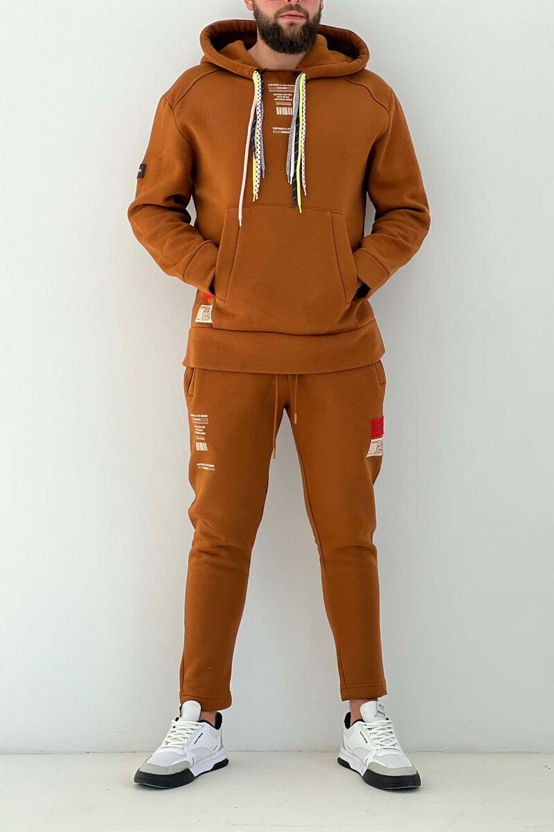 ONE COLOR HOODIE+SWEATPANTS MEN SET DARK BROWN/KAE - 2