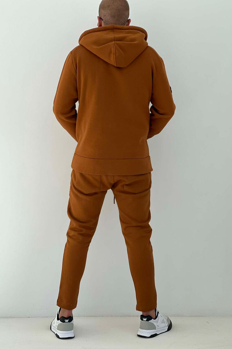 ONE COLOR HOODIE+SWEATPANTS MEN SET DARK BROWN/KAE - 4